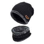 Unisex Woolen Cap Set | Stylish Thermal Knit Skull Cap, Warmer Beanies Hats Neck Scarfs Set for Skiing Hiking Driving