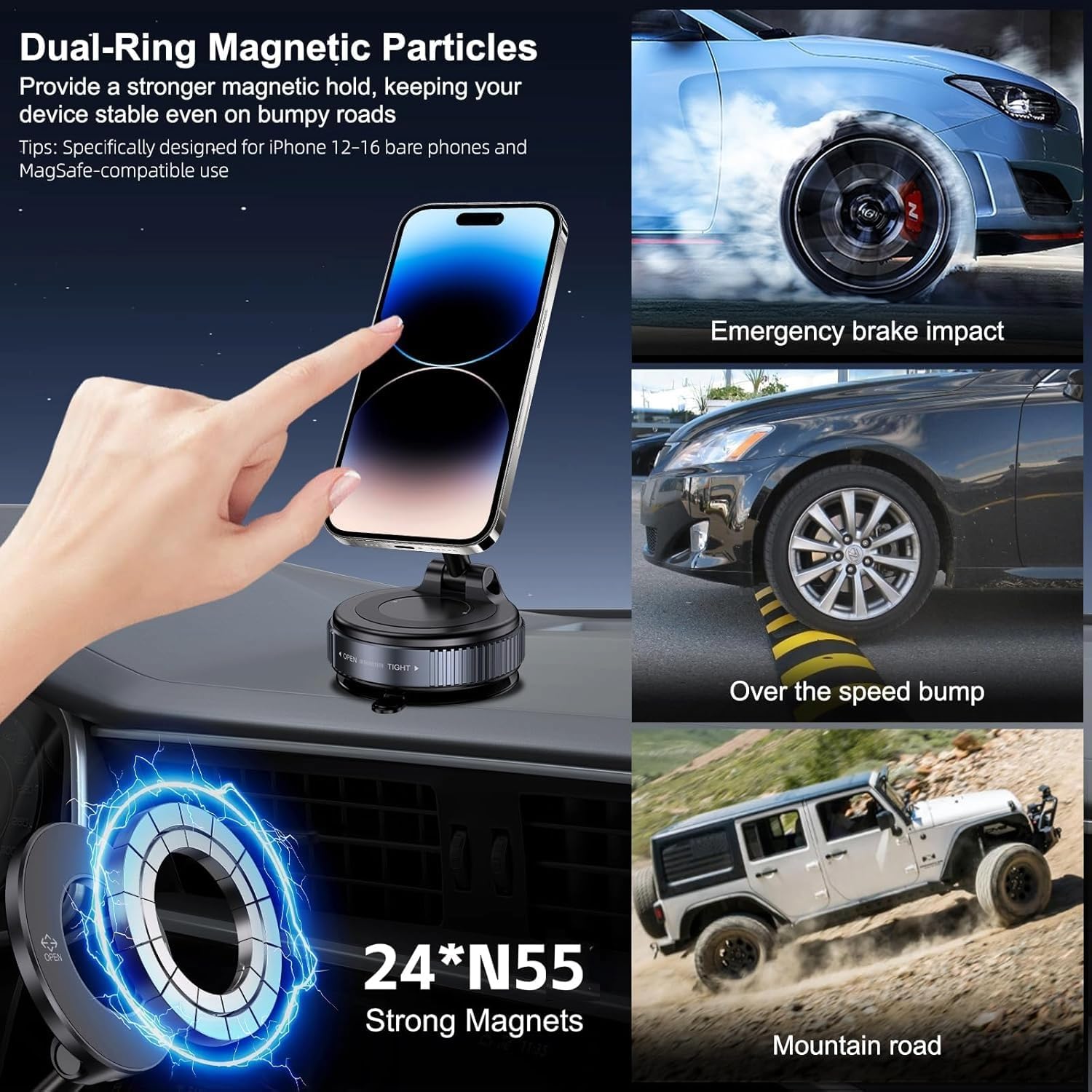 Vacuum Magnetic Suction Phone Holder