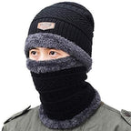Unisex Woolen Cap Set | Stylish Thermal Knit Skull Cap, Warmer Beanies Hats Neck Scarfs Set for Skiing Hiking Driving